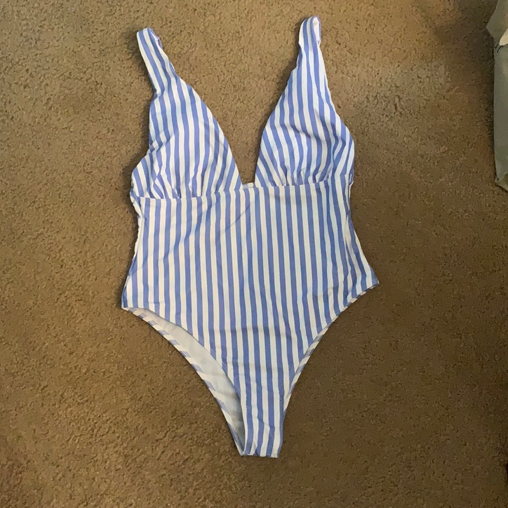 Striped one piece swimsuit
